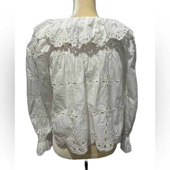 See by Chloé Embroidery Ruffle White Top Size S - Picture 3 of 8